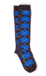 knee length socks - brown/cobalt argyle