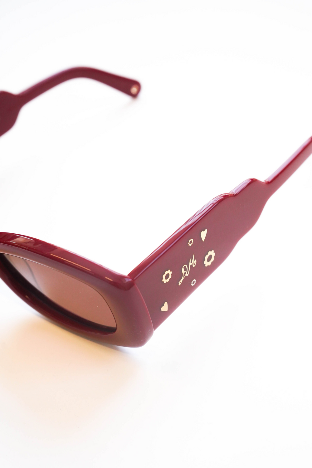 round square sunglasses with charm detail - red