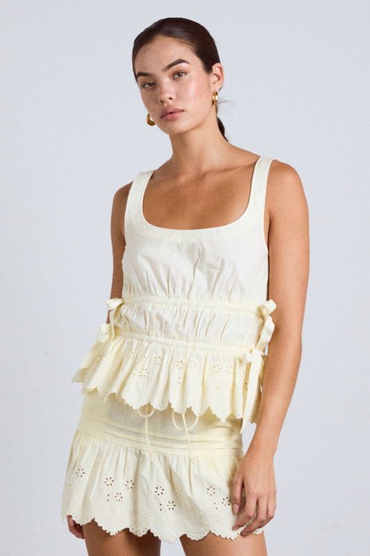jade cami - yellow broderie