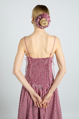 garter scrunchie in red check