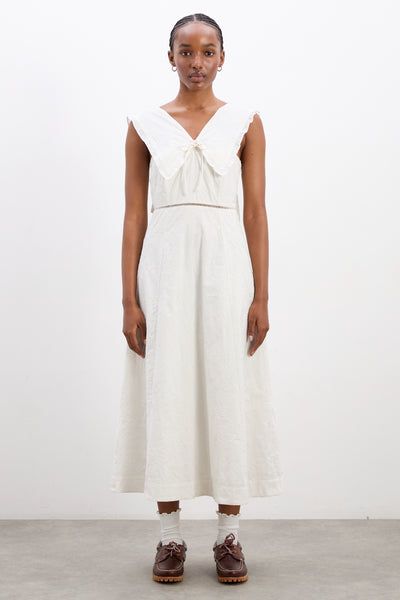 fan fan midi dress - patchwork broderie