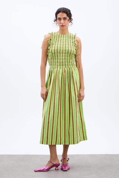 becca midi dress - tropical business stripe
