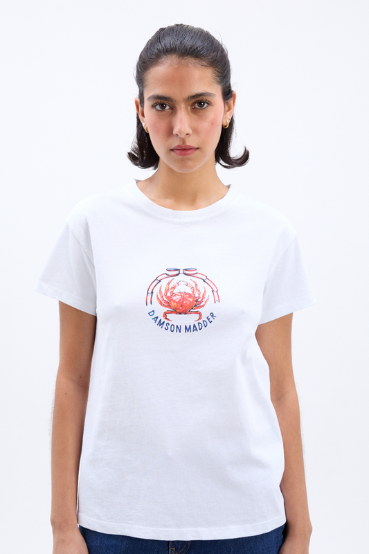 crabby bow shrunken tee- white
