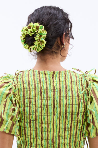 garter scrunchie in tropical stripe