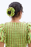 garter scrunchie in tropical stripe