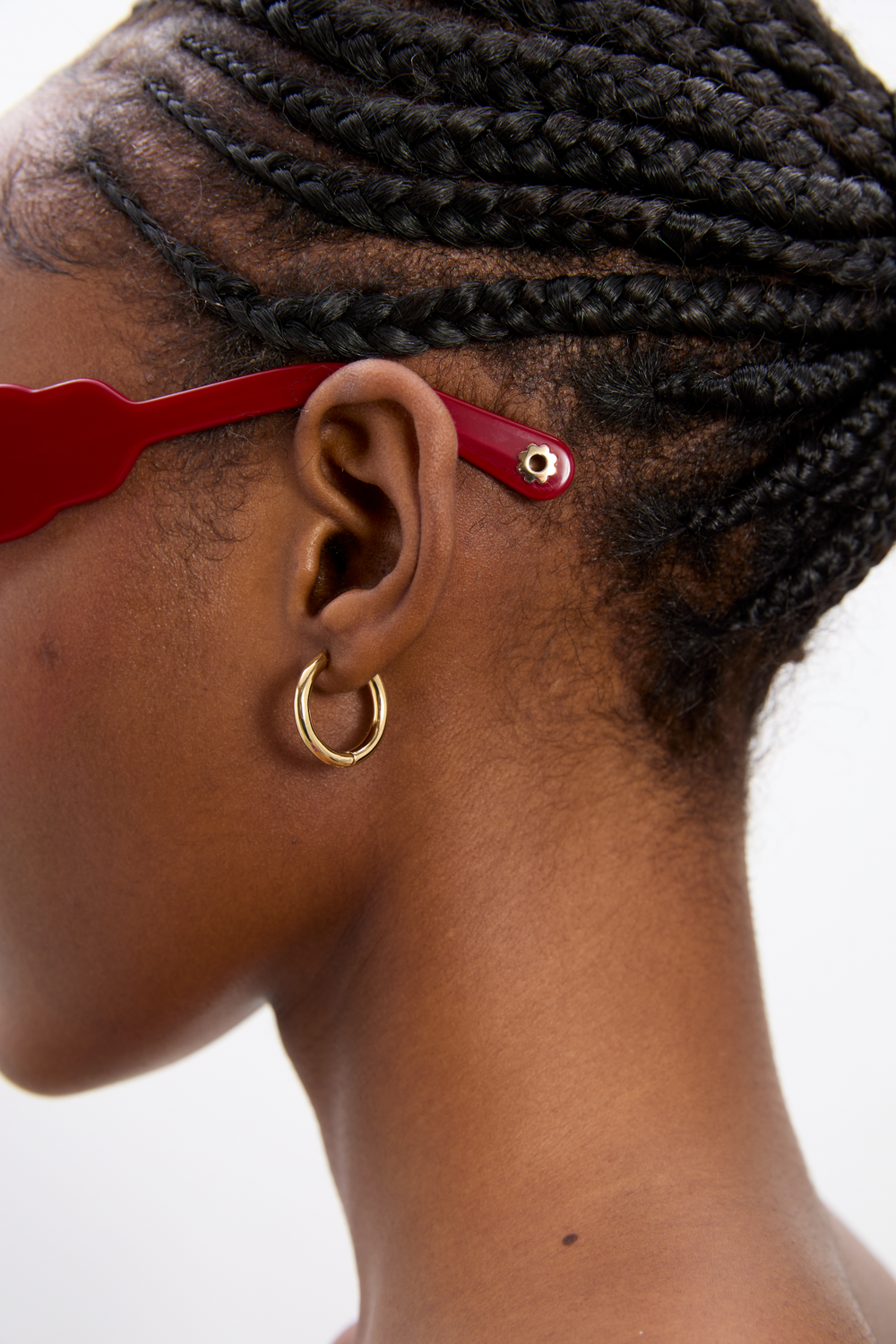 round square sunglasses with charm detail - red